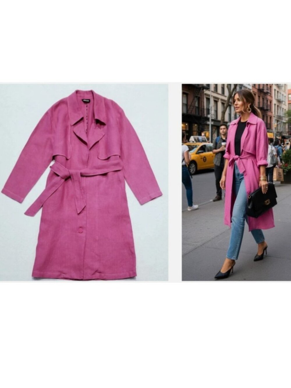 ILANA KOHN "perfect dress up-down" linen trench garmentory pocket jacket $465 S